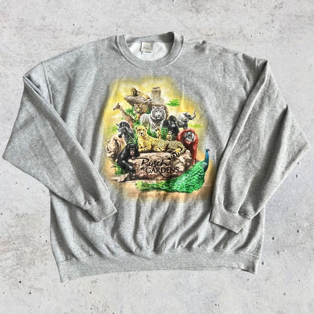 Vintage Busch Gardens Grey Crewneck Size 2XL